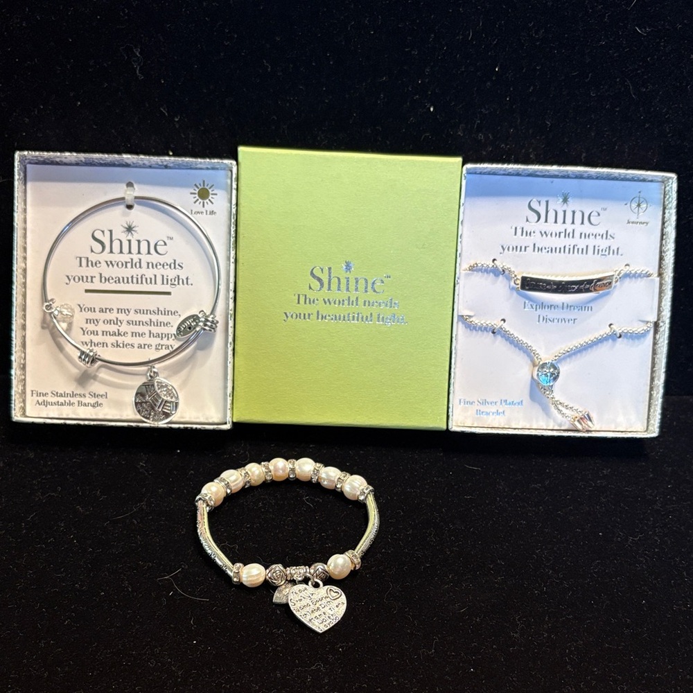Silver and White Bracelet Set